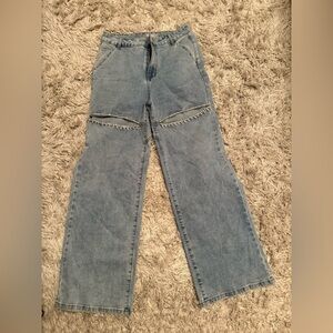Rhinestone cut out jeans